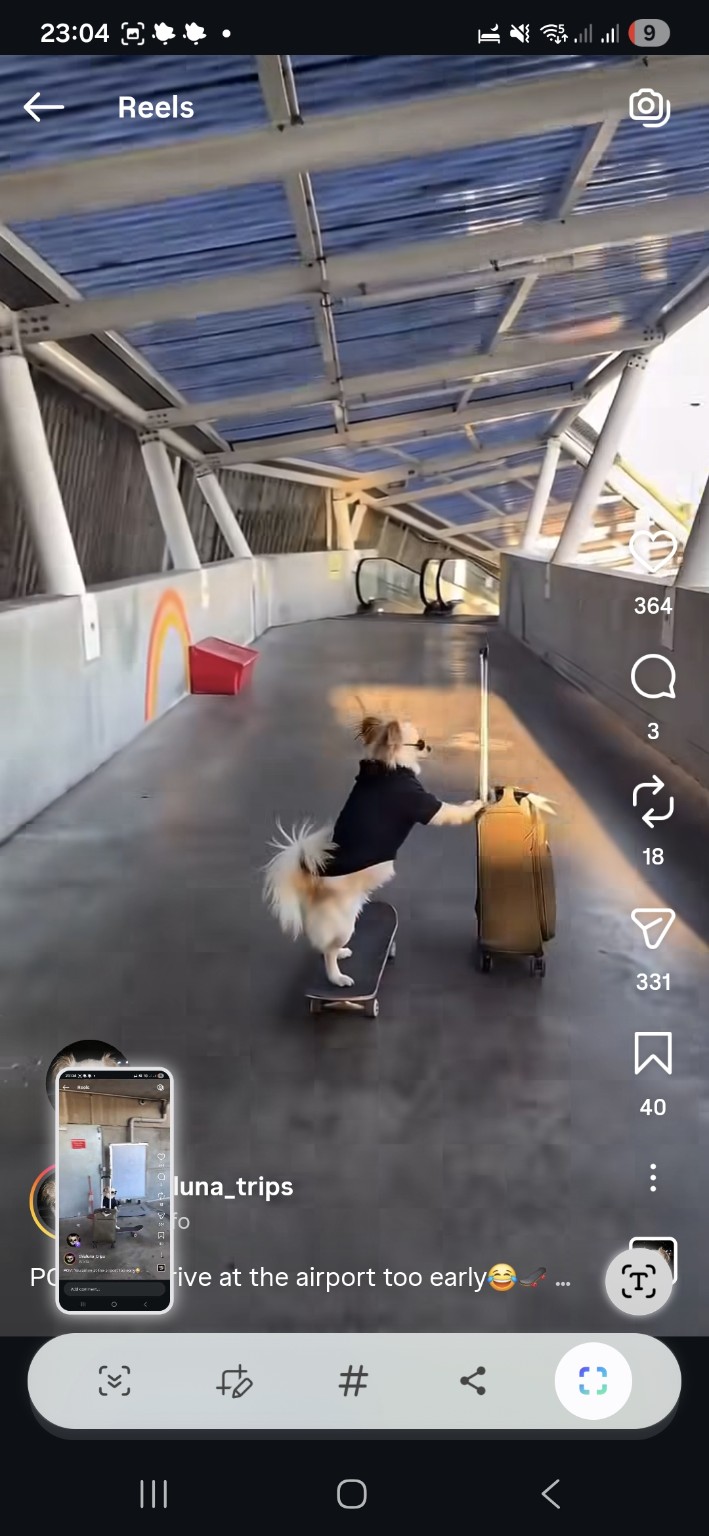 Luna skateboarding in airport